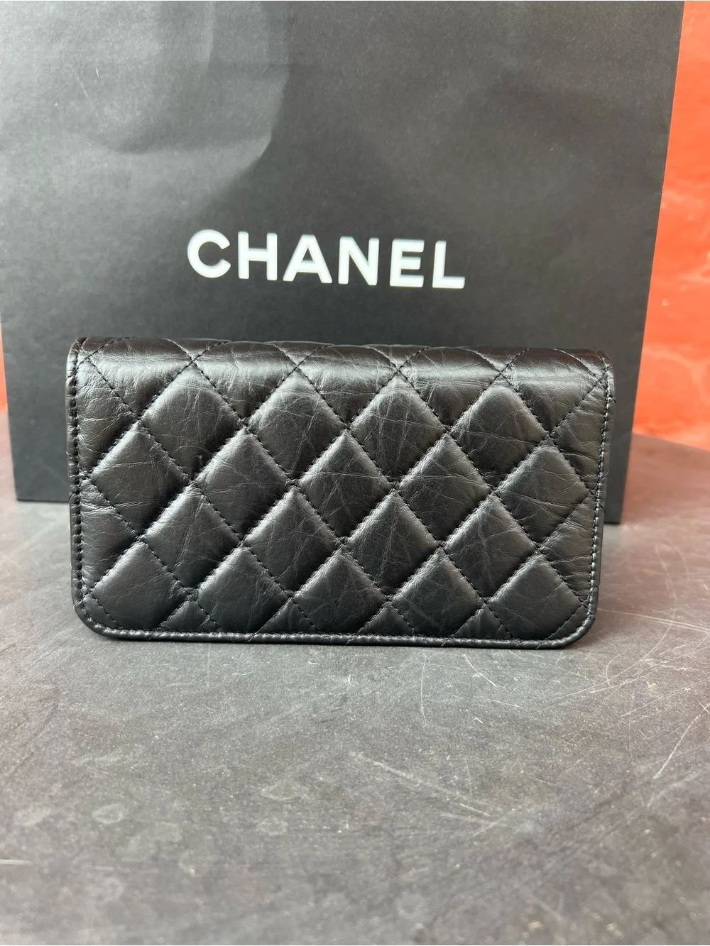 CHANEL 2.55 Phone Holder So Black Crossbody (Authentic)